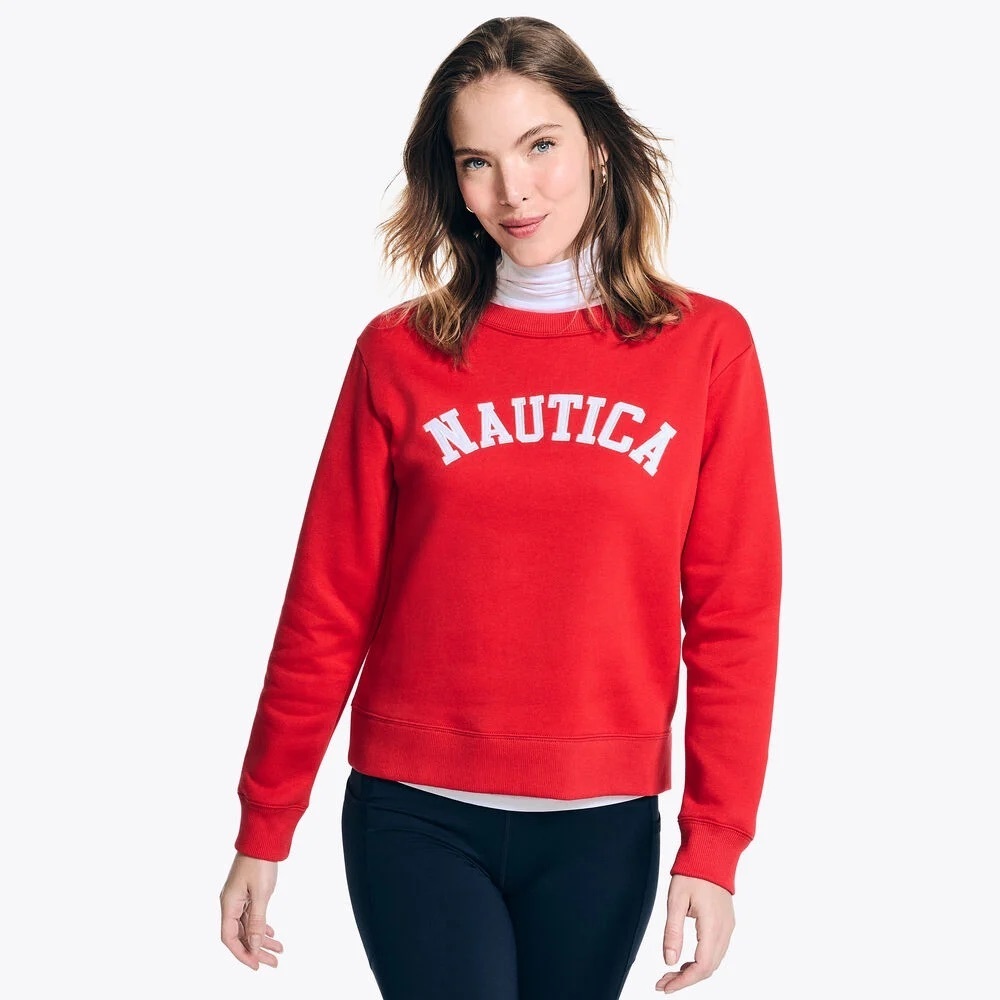 Nautica Logo Crewneck Sweatshirt Large Red Tomales- Large nwof